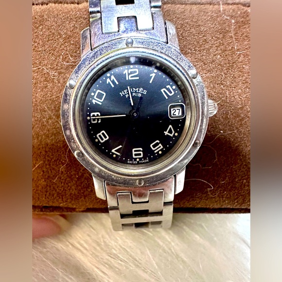 Auth Hermes Clipper Women’s Watch Swiss Made Silver 24mm - Picture 1 of 5